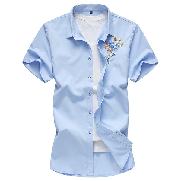 Μοντέρνο ανδρικό πουκάμισο απλό μοντέλο με κεντήματα