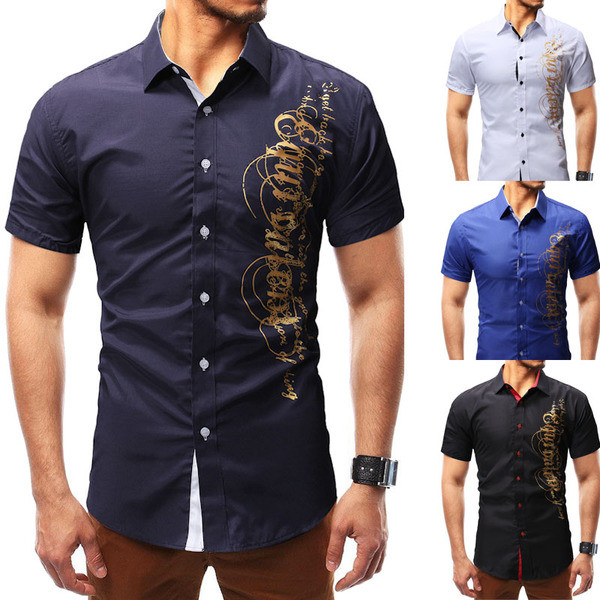 Praegune lühikeste varrukate ja aplikatsiooniga meeste särk