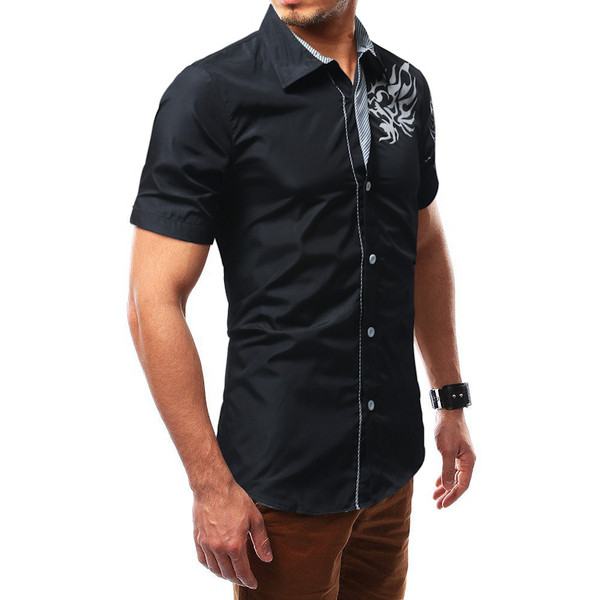 Alkalmi férfi ing rövid ujjal és rátéttel