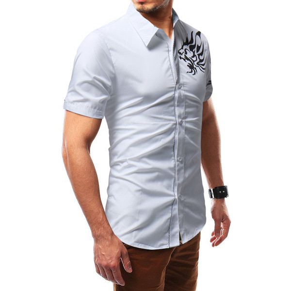 Alkalmi férfi ing rövid ujjal és rátéttel