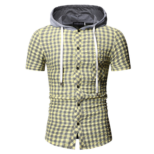 Alkalmi férfi kockás ing kapucnival