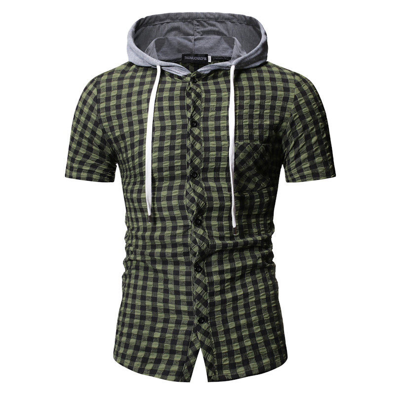 Alkalmi férfi kockás ing kapucnival