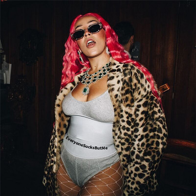 Интимно дамско бельо с висока талия и надпис