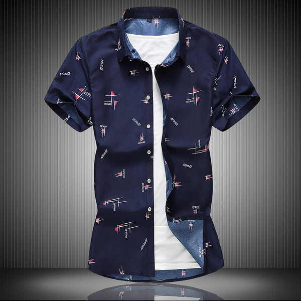 Klassikalise krae ja lühikeste varrukatega meeste vabaaja särk