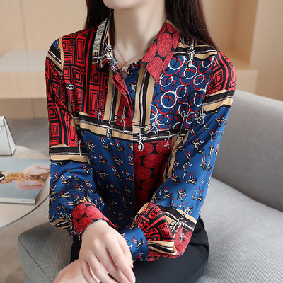 Új modell női ing klasszikus gallérral és mintával