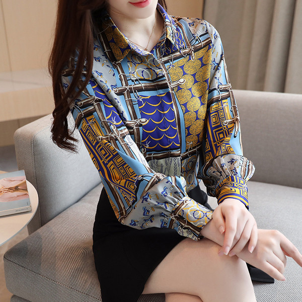 Új modell női ing klasszikus gallérral és mintával