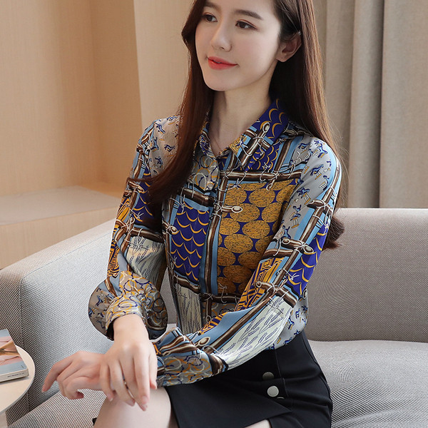 Új modell női ing klasszikus gallérral és mintával