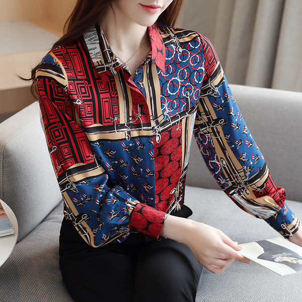 Új modell női ing klasszikus gallérral és mintával