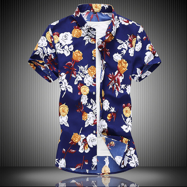 Aktuális férfi ing virágos jobb és rövid ujjú