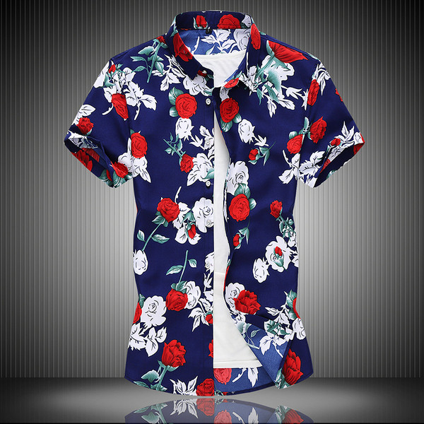 Aktuális férfi ing virágos jobb és rövid ujjú