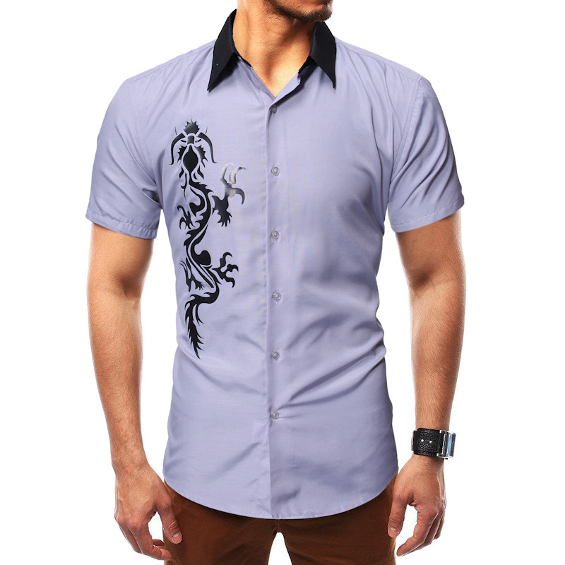 Modern, rövid ujjú férfi ing, rátétes sima modellel