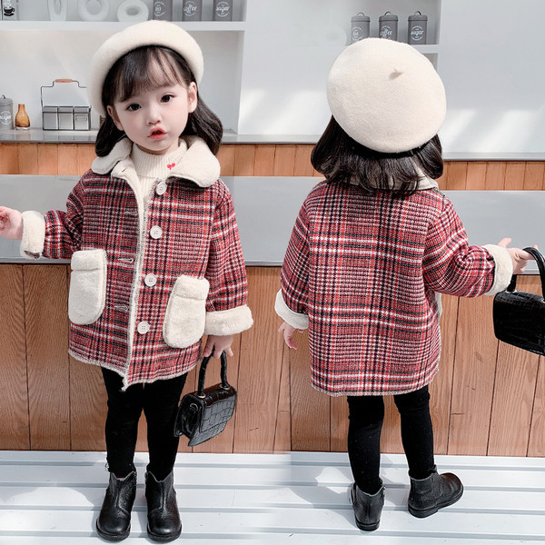 Moodne taskutega lastemantel tüdrukutele