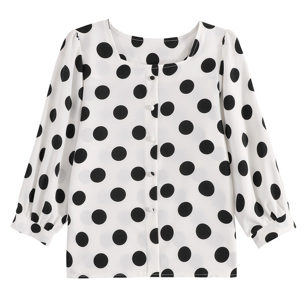 Ležerna ženska košulja s četvrtastim točkastim izrezom