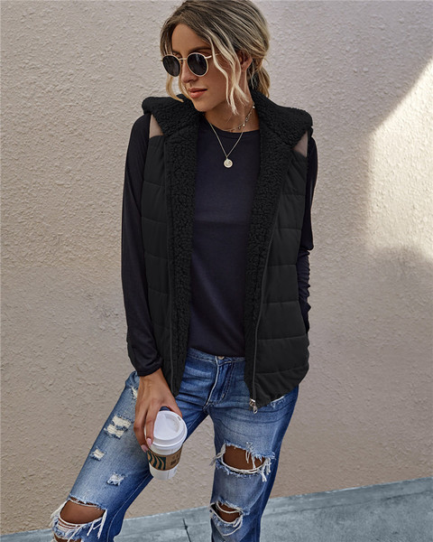 Női alkalmi mellény pehellyel és cipzárral