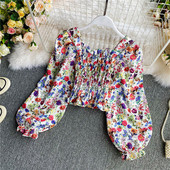 Modern női ing virágmintával és gumival