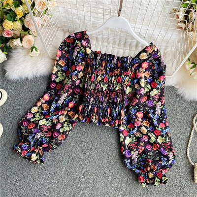 Modern női ing virágmintával és gumival