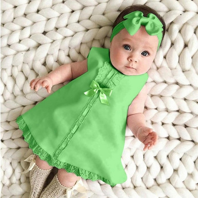 Rochie din dantela cu panglica pentru bebelusi