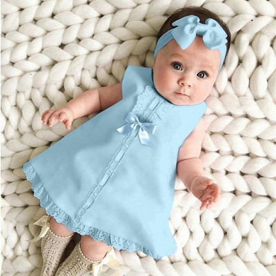 Rochie din dantela cu panglica pentru bebelusi