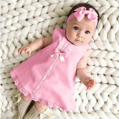 Rochie din dantela cu panglica pentru bebelusi