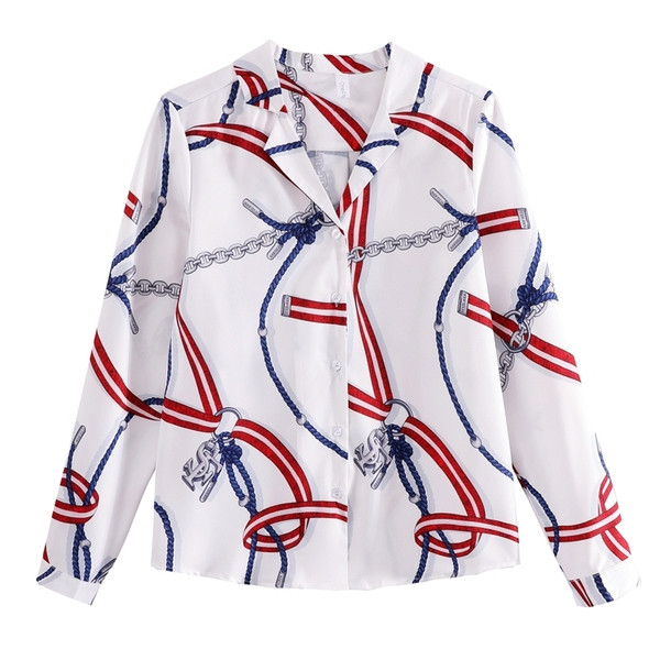 Μοντέρνο γυναικείο πουκάμισο  με λαιμόκοψη και μακριά μανίκια