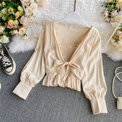 Γυναικείο πουκάμισο με κορδέλα και ελαστικό