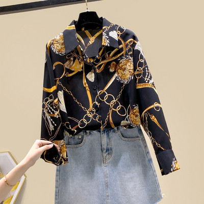 Klassikalise krae ja pikkade varrukatega uus mudel kaasaegne naiste särk