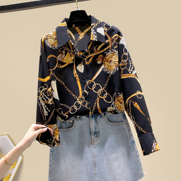 Klassikalise krae ja pikkade varrukatega uus mudel kaasaegne naiste särk