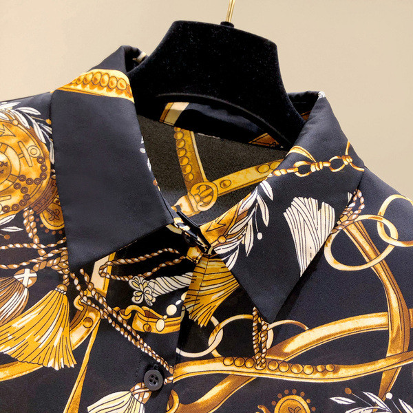 Klassikalise krae ja pikkade varrukatega uus mudel kaasaegne naiste särk