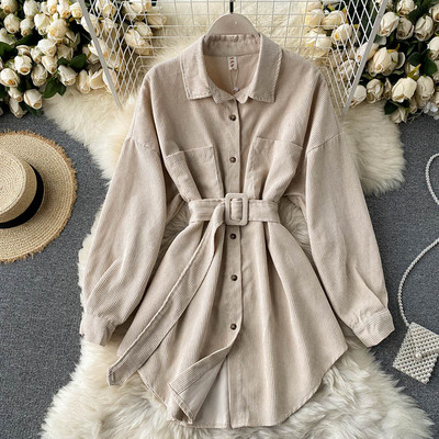 Vabaaja naiste velvetist särk vöö ja taskutega