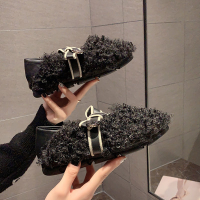 Ležerne ženske plišane cipele s trakom