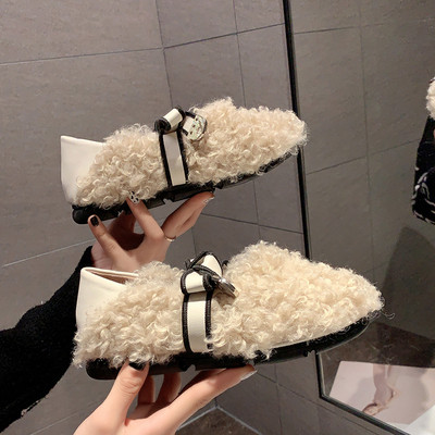 Ležerne ženske plišane cipele s trakom
