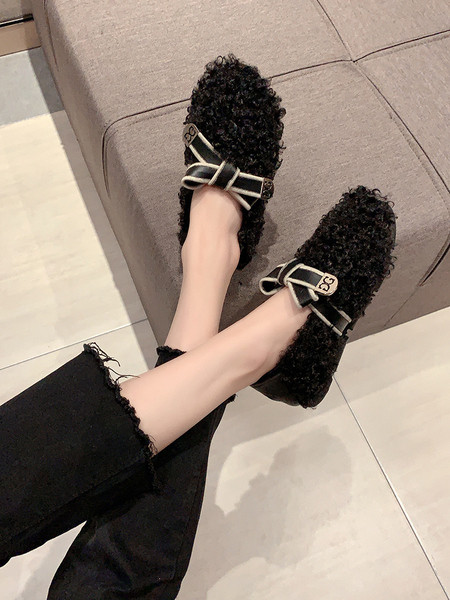 Ležerne ženske plišane cipele s trakom