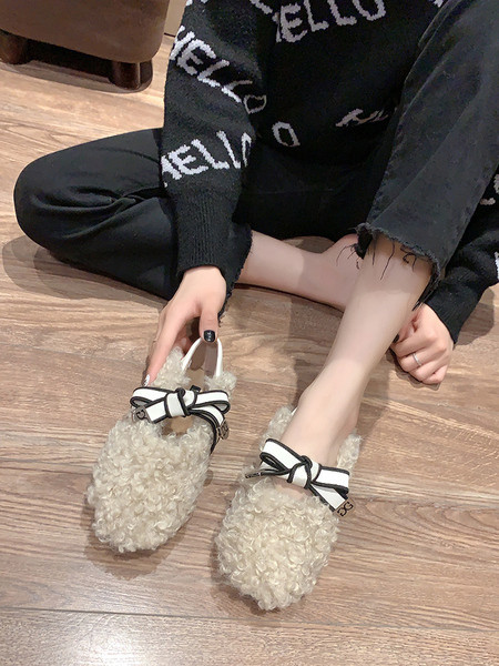 Ležerne ženske plišane cipele s trakom