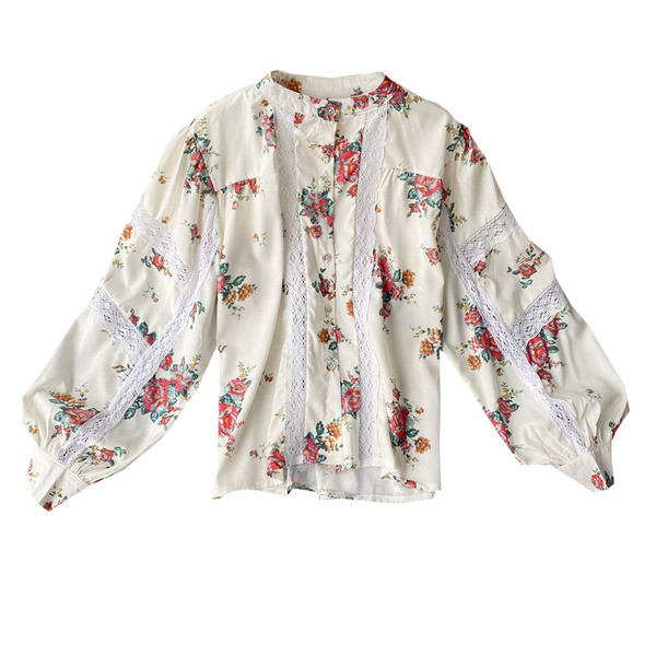 Női alkalmi ing csipkével és virágmintával