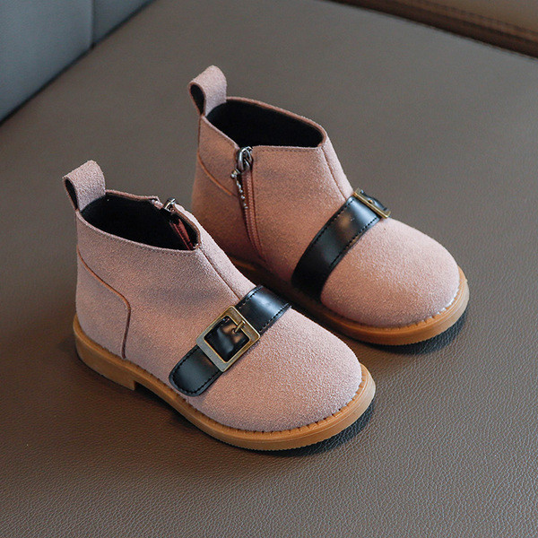 Öko velúrból készült gyerekcsizma, csattal lányoknak