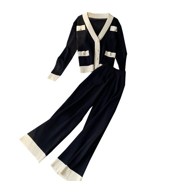 Moteriškas kasdienis dviejų dalių komplektas aukštu juosmeniu ir špicine iškirpte