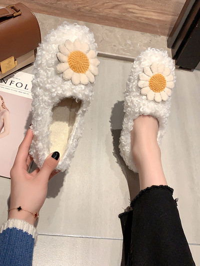 Casual γυναικεία παπούτσια με λουλούδι 3D και επίπεδη σόλα