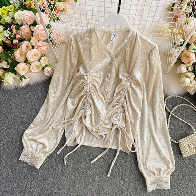 Γυναικείο casual πουκάμισο με κορδόνια  και κουμπιά