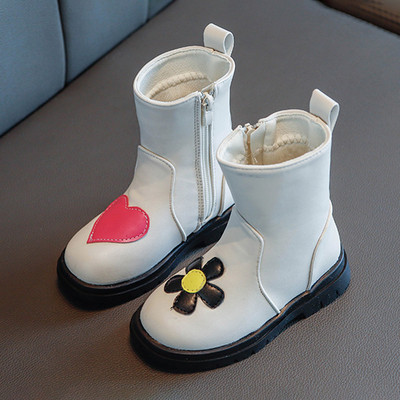 Eko bőrből készült modern gyerekcsizma lányoknak cipzárral