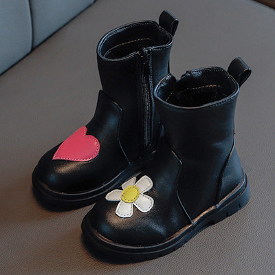 Eko bőrből készült modern gyerekcsizma lányoknak cipzárral