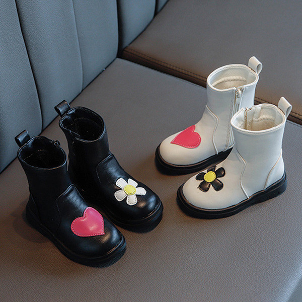 Eko bőrből készült modern gyerekcsizma lányoknak cipzárral