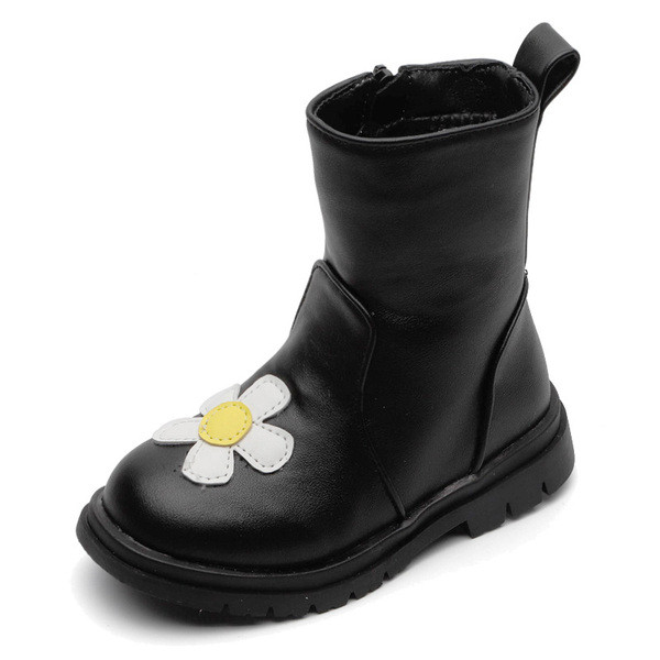 Eko bőrből készült modern gyerekcsizma lányoknak cipzárral