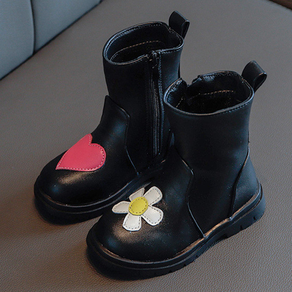 Eko bőrből készült modern gyerekcsizma lányoknak cipzárral