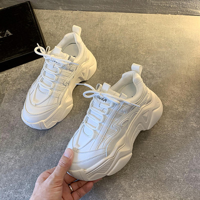 Γυναικεία casual αθλητικά παπούτσια με κορδόνια και ψηλή σόλα