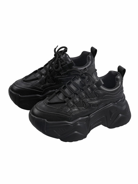 Γυναικεία casual αθλητικά παπούτσια με κορδόνια και ψηλή σόλα