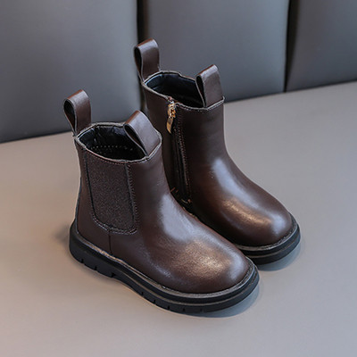 Bőr gyerekcsizma cipzárral lányoknak