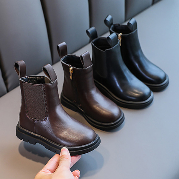 Bőr gyerekcsizma cipzárral lányoknak