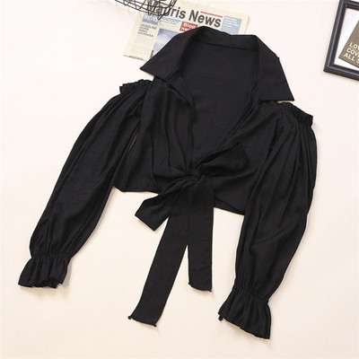 Νέο μοντέλο γυναικείο πουκάμισο με κορδόνια και μακριά μανίκια