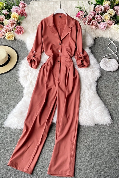 Uus mudel pikkade varrukate ja nööpidega naiste kombinesoonid