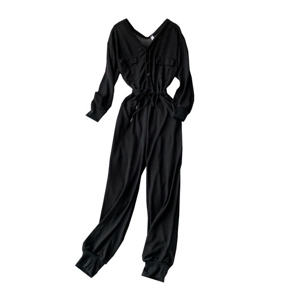 Női alkalmi kombiné gombokkal és hosszú ujjakkal